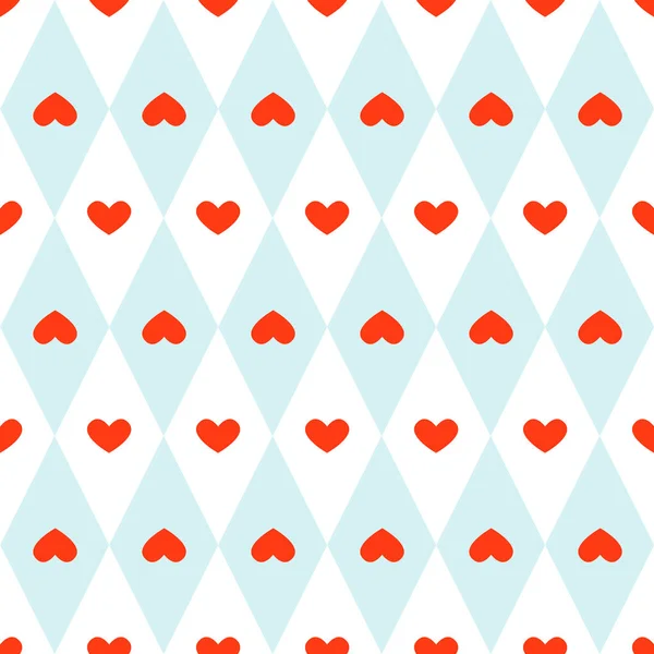 Seamless pattern with heart and rhombus. Happy Valentine's day, — Stock Vector