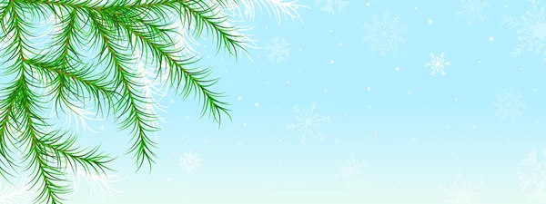 Christmas, winter holiday  greeting card with fir branches, snow — ストックベクタ