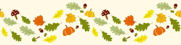 Осінь Осінь Листя Кордону Безшовний Візерунок Концепція Дизайну Сезонного Подяки — стоковий вектор
