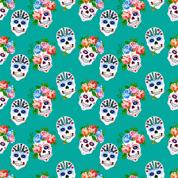 Halloween Jour Des Morts Fond Imprimé Dia Los Muertos Motif — Image vectorielle