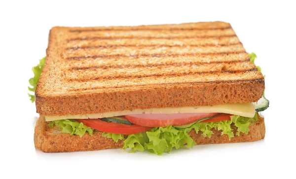 Sandwich Met Komkommer Kaas Ham Een Witte Achtergrond — Stockfoto