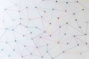 Arka plan beyaz arka plan, web veya ağ düğüm düğümden renkli bağlantı bağlanma kavramı