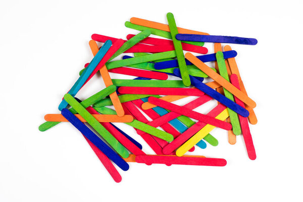 Colorful ice cream sticks on the white background