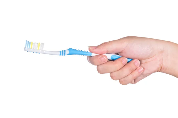 Toothbrush Woman Hand Isolated White — Stock Photo, Image