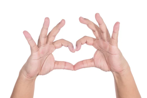 人的手做心脏形状 在白色背景上被隔离 — 图库照片