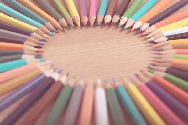 Arranged Circle Color Pencils Vintage Tone — Stock Photo, Image
