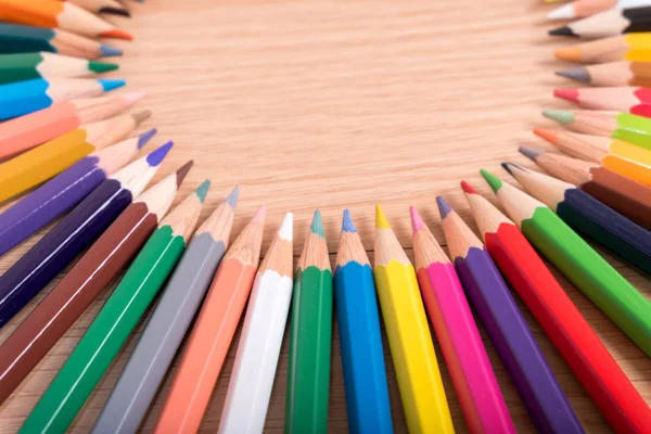 Arranged Circle Color Pencils Vintage Tone — Stock Photo, Image