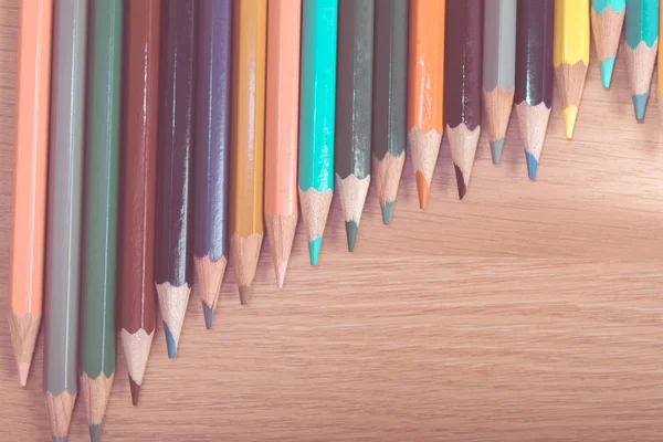 Row Color Pencils Vintage Tone — Stock Photo, Image