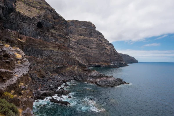 Volcanic Coastline Cliffs Tijarafe Palma Canary Islands Spain — Stock Photo, Image