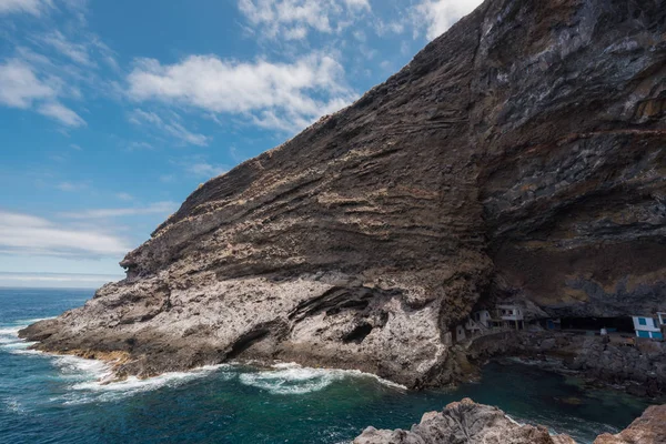 Hidden Houses Tourist Attraction Pirate Cave Poris Candelaria Palma Island — Stock Photo, Image