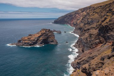 Bujaren kıyı şeridi volkanik peyzaj, La Palma, Canary Islands, Spain.