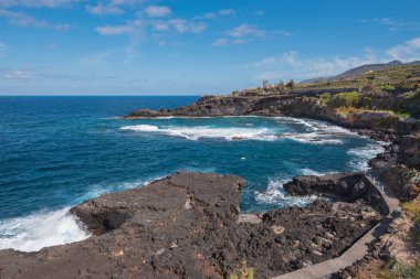 Kıyı şeridi manzara La Palma Adası, Kanarya Adaları, İspanya.