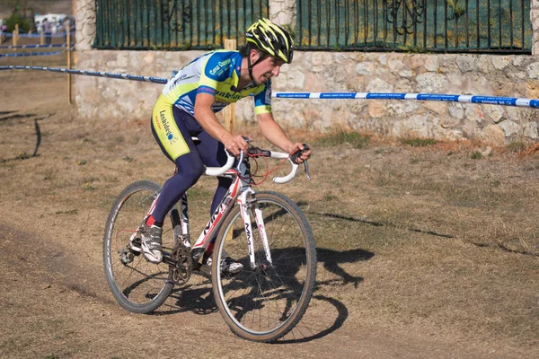 Burgos Spanien Oktober 2017 Cyklist Tävlar Fresno Rodilla Cyclocross Händelse — Stockfoto