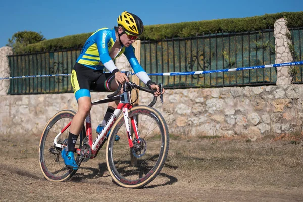 Burgos Hiszpania Października 2017 Rowerzysta Konkuruje Fresno Rodilla Cyclocross Zdarzenia — Zdjęcie stockowe