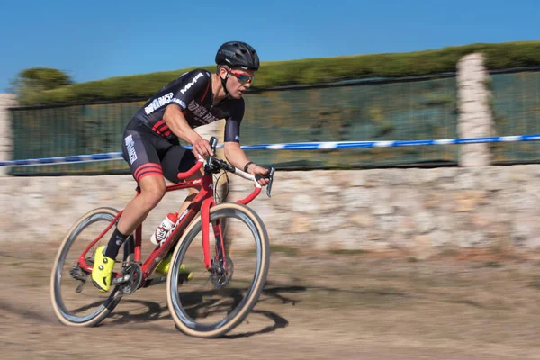 Бургос Іспанія Жовтня 2017 Велосипедист Конкурує Фресно Rodilla Cyclocross Подію — стокове фото