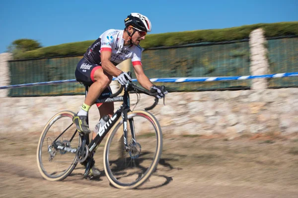 Burgos Spanien Oktober 2017 Ein Radfahrer Nimmt Fresno Rodilla Cyclocross — Stockfoto