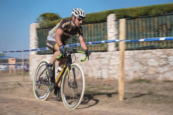 Burgos Espanha Outubro 2017 Ciclista Compete Fresno Rodilla Cyclocross Burgos — Fotografia de Stock