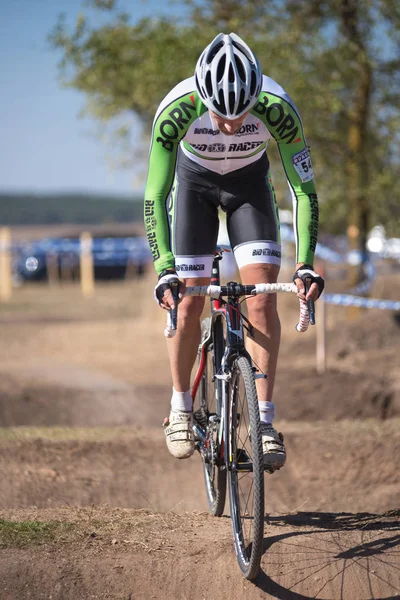 Burgos Espanha Outubro 2017 Ciclista Compete Fresno Rodilla Cyclocross Burgos — Fotografia de Stock