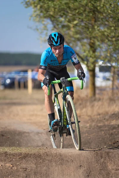 Burgos Spanien Oktober 2017 Ein Radfahrer Nimmt Fresno Rodilla Cyclocross — Stockfoto