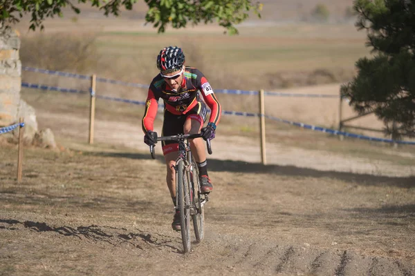 Burgos Spanien Oktober 2017 Ein Radfahrer Nimmt Fresno Rodilla Cyclocross — Stockfoto