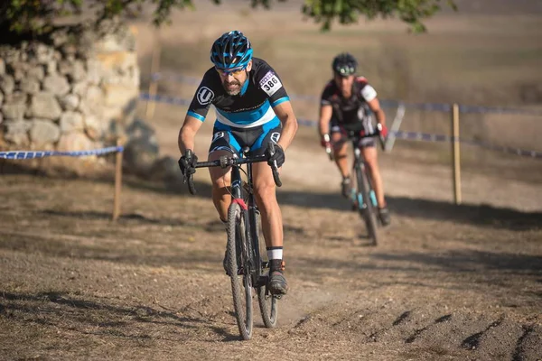 Burgos Spain October 2017 Cyclist Competes Fresno Rodilla Cyclocross Event — Stock Photo, Image