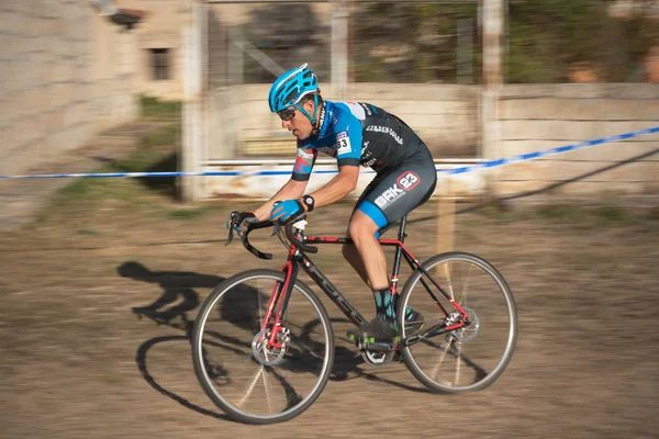 Burgos Spanje Oktober 2017 Een Fietser Concurreert Fresno Rodilla Cyclocross — Stockfoto