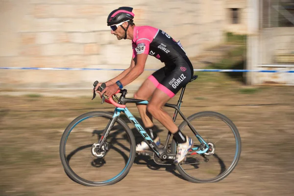 Burgos Spanje Oktober 2017 Een Fietser Concurreert Fresno Rodilla Cyclocross — Stockfoto