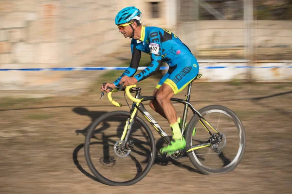 Burgos Espanha Outubro 2017 Ciclista Compete Fresno Rodilla Cyclocross Burgos — Fotografia de Stock