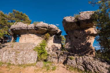 La Ciudad encantada. Büyülü şehir Doğal Parkı, crapicious grubu kalker kayalar Cuenca, İspanya oluşturur..