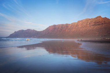 Famara Beach Lanzarote, Kanarya Adaları, İspanya.