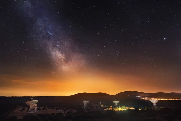 Group Radio Telescopes Milky Way — Stock Photo, Image