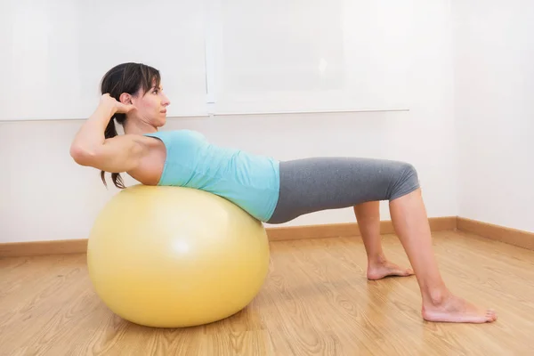 Fitness Woman Gym Pilates Ball Young Woman Doing Exercise Fitness — Stock Photo, Image