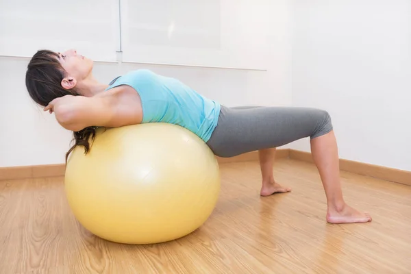 Fitness Woman Gym Pilates Ball Young Woman Doing Exercise Fitness — Stock Photo, Image