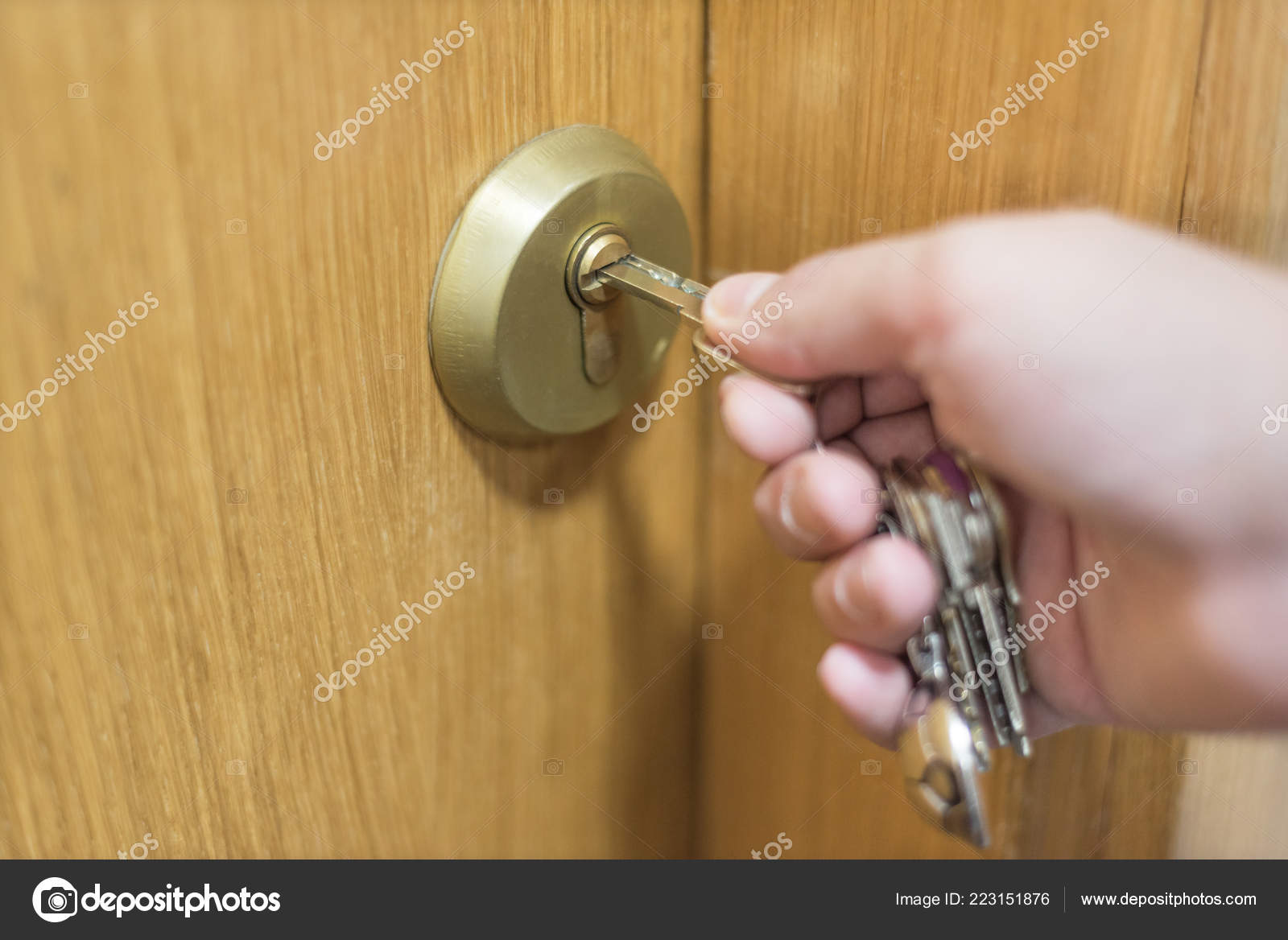 Hand Opening Door Keys Stock Photo C Herraez 223151876