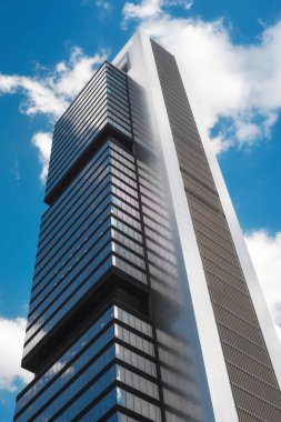 Madrid, İspanya - 15 Temmuz 2018: Detay Cuatro Torres gökdelenler Madrid, İspanya.