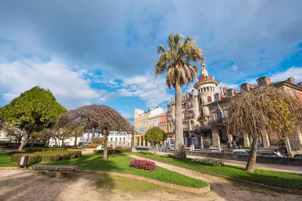 Ribadeo España Noviembre 2018 Plaza Principal Ribadeo Torre Dos Moreno — Foto de Stock