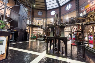 Asturias, İspanya - 19 Kasım 2018: Araştırma Asturias Müzesi, karmaşık Asturias coalfields içinde geliştirilen madencilik faaliyeti hakkında bilgi içerir.