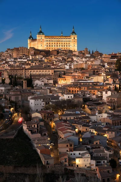 Toledo España Paisaje Urbano Alcázar Atardecer —  Fotos de Stock