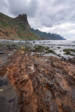Dramatik kıyı şeridi manzara Taganana Beach, Kuzey Tenerife Adası, Kanarya Adaları, İspanya.
