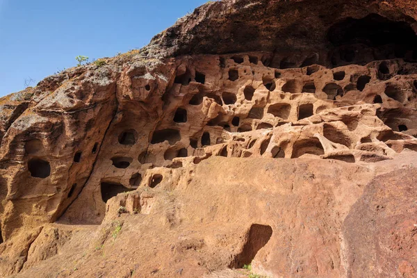 Cenobio de valeron, archäologische Stätte, Höhlen der Ureinwohner auf den Kanarischen Inseln. — Stockfoto
