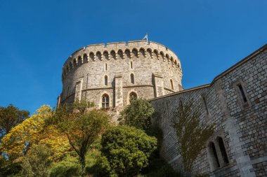 Windsor Kalesi Yuvarlak Kulesi, Berkshire, İngiltere. Majesteleri Kraliçe'nin Resmi Konutu.