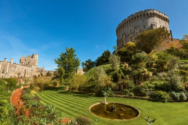 Windsor Kalesi Yuvarlak Kulesi, Berkshire, İngiltere. Majesteleri Kraliçe'nin Resmi Konutu.