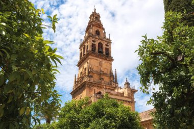 Bell Tower Torre de Alminar Mezquita Katedrali Cordoba Büyük Camii, İspanya.