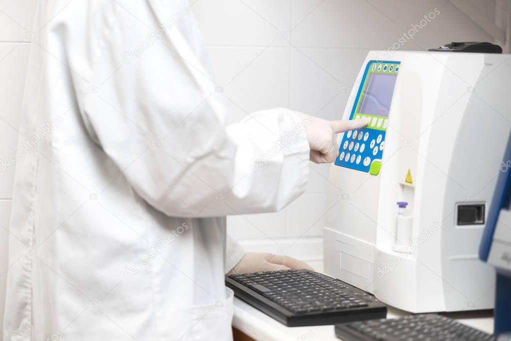 Scientific medical test with automated hematology analysis.