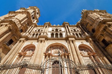 Detail of the facade of Malaga Cathedral, Malaga, Andalusia, Spain.  clipart