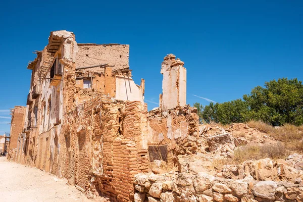 Ruïnes van Belchite, Spanje, stad in Aragon die volledig werd verwoest tijdens de Spaanse burgeroorlog. — Stockfoto