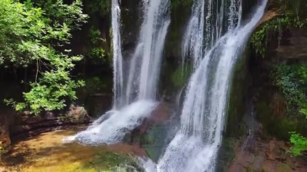 伊甸园雨林瀑布，溪流在茂密的绿林中流淌. — 图库视频影像