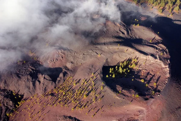 Aerial view of volcanic landscape. Volcanic crater in Tenerife, Canary islands, Spain. — Stock Photo, Image