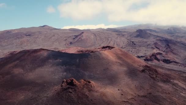Aerial view of an extinct crater of a volcano in el Hierro island, Canary Islands, Spain. — Stock Video