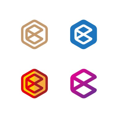 Değişik stillerde 6 harfli B logoları. Vektör illüstrasyonu